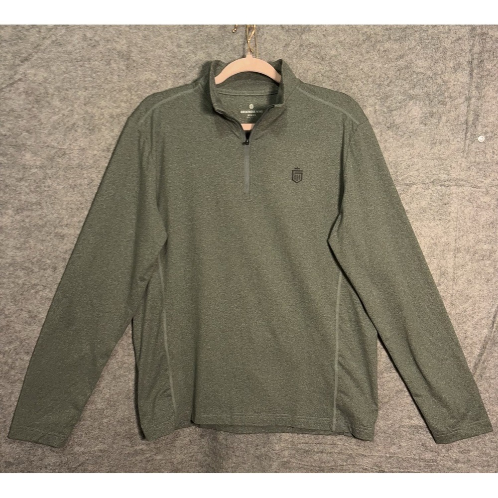 Greatness Wins Core Tech Quarter Zip Mens Sz M Green Performance UP40 Quick Dry‎